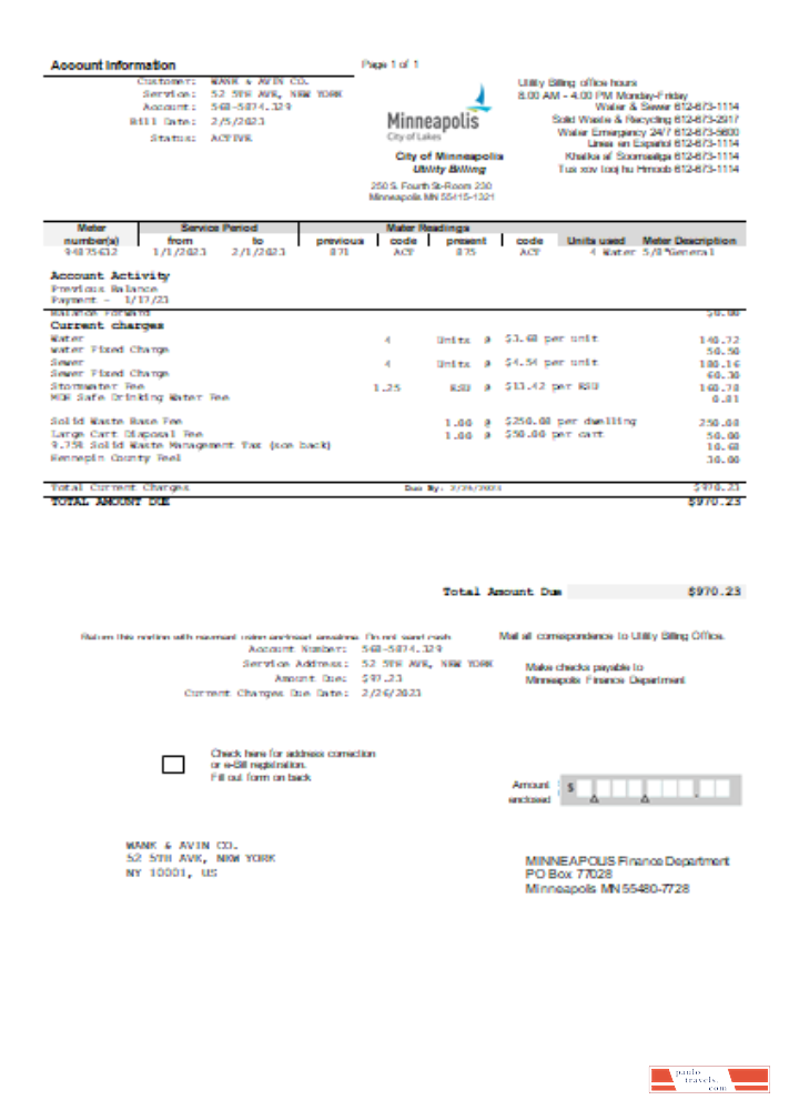 Minneapolis City of Lakes utility business bill,  SCR PSD template